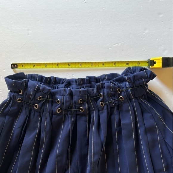 Tularosa navy blue white stripe cord accent ruffle skater mini skirt XS coquette - Picture 6 of 7